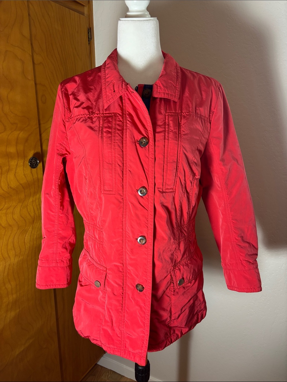 Vintage Faconable Women’s Red Button-Front field Jacket